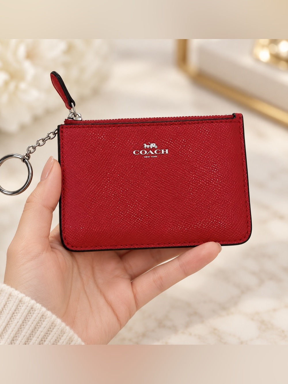 COACH Red Leather Coin Pouch